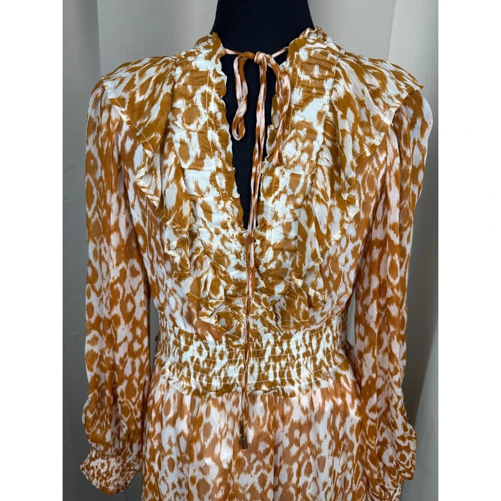 By Anthropologie The Odetta Abstract Print Maxi Smocked Waist Boho Cottagecore M - Picture 5 of 10